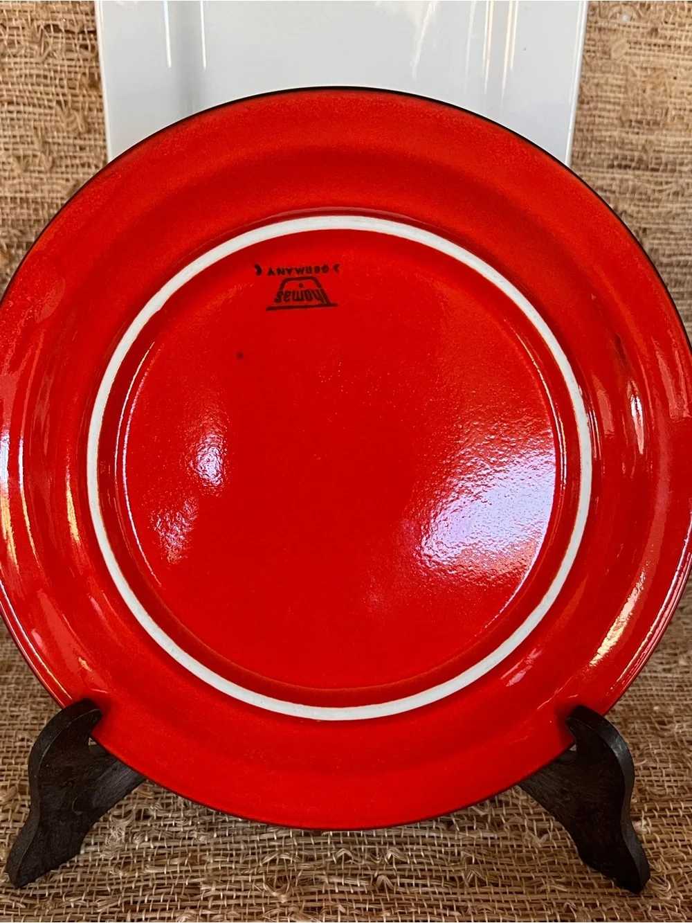 Thomas Germany Red Ceramic Salad Plate with Black Rim - Home Dining